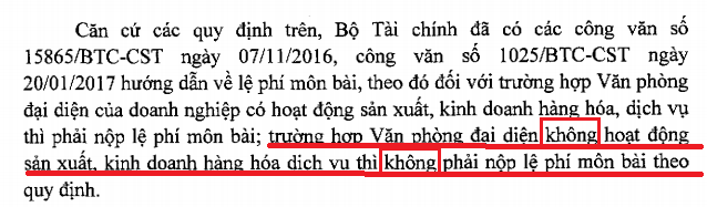 Thuế môn bài cho văn phòng đại diện Thuế môn bài cho văn phòng đại diện