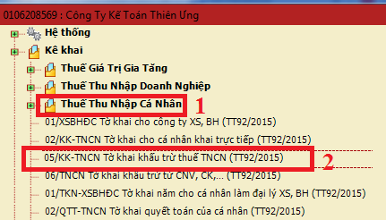 Chọn tờ khai thuế TNCN